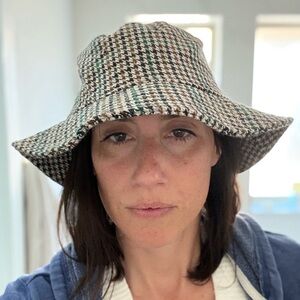 J. Crew Houndstooth Bucket Hat - Black, White, Green